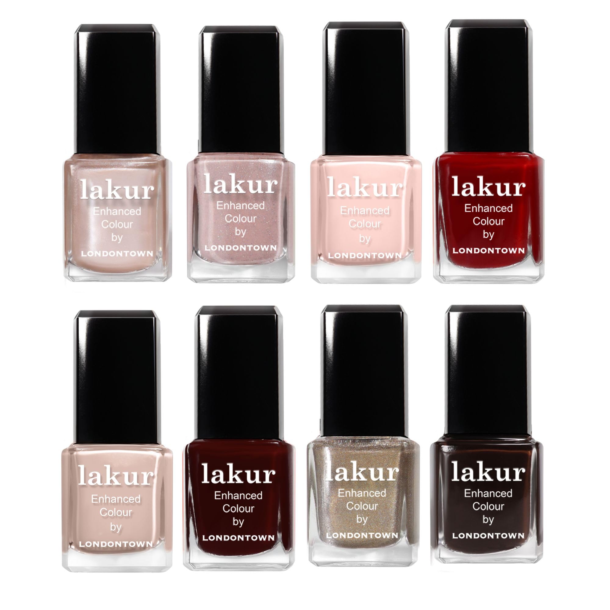 LONDONTOWN Merry Minis Gift Set 8 Mini Nail Polishes with Gel-Like Shine Long Wear kur Care Vegan Holiday