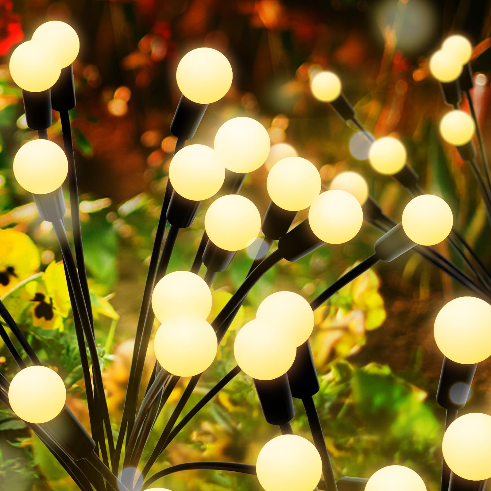 talifoca 4 Pieces Outdoor Solar Lights, 10 LED Solar Garden Lights, Firefly Outdoor Firefly Garden Light for Outdoors Lawn Balcony Landscape
