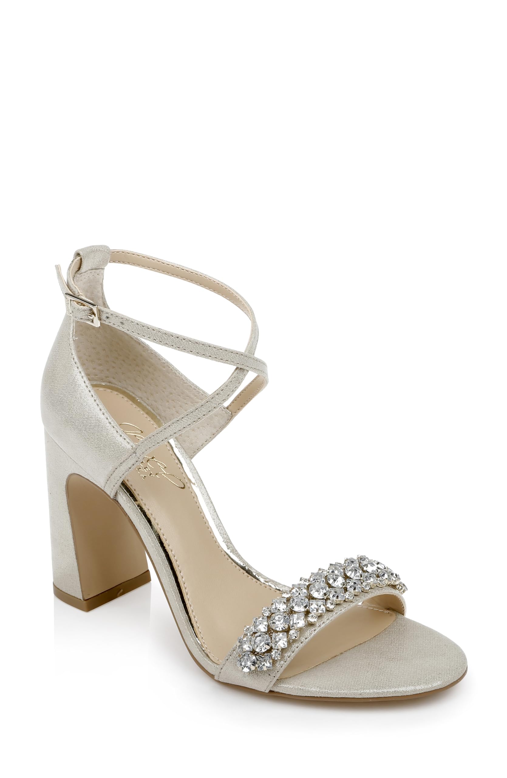 Jewel Badgley Mischka Women's Penny Heeled Sandal, Gold, 5 UK