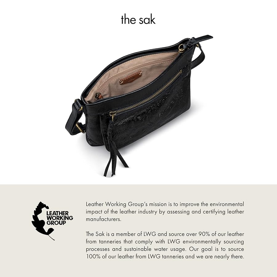 The Sak Sanibel Leather Mini Crossbody, Black Floral