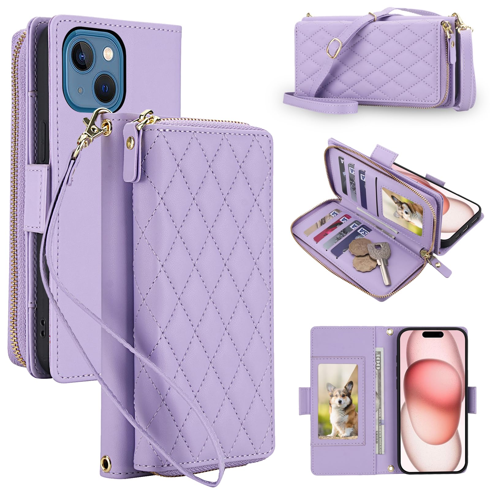 Coque portefeuille iPhone 13 Mini avec fermeture éclair pour vos sorties - 8