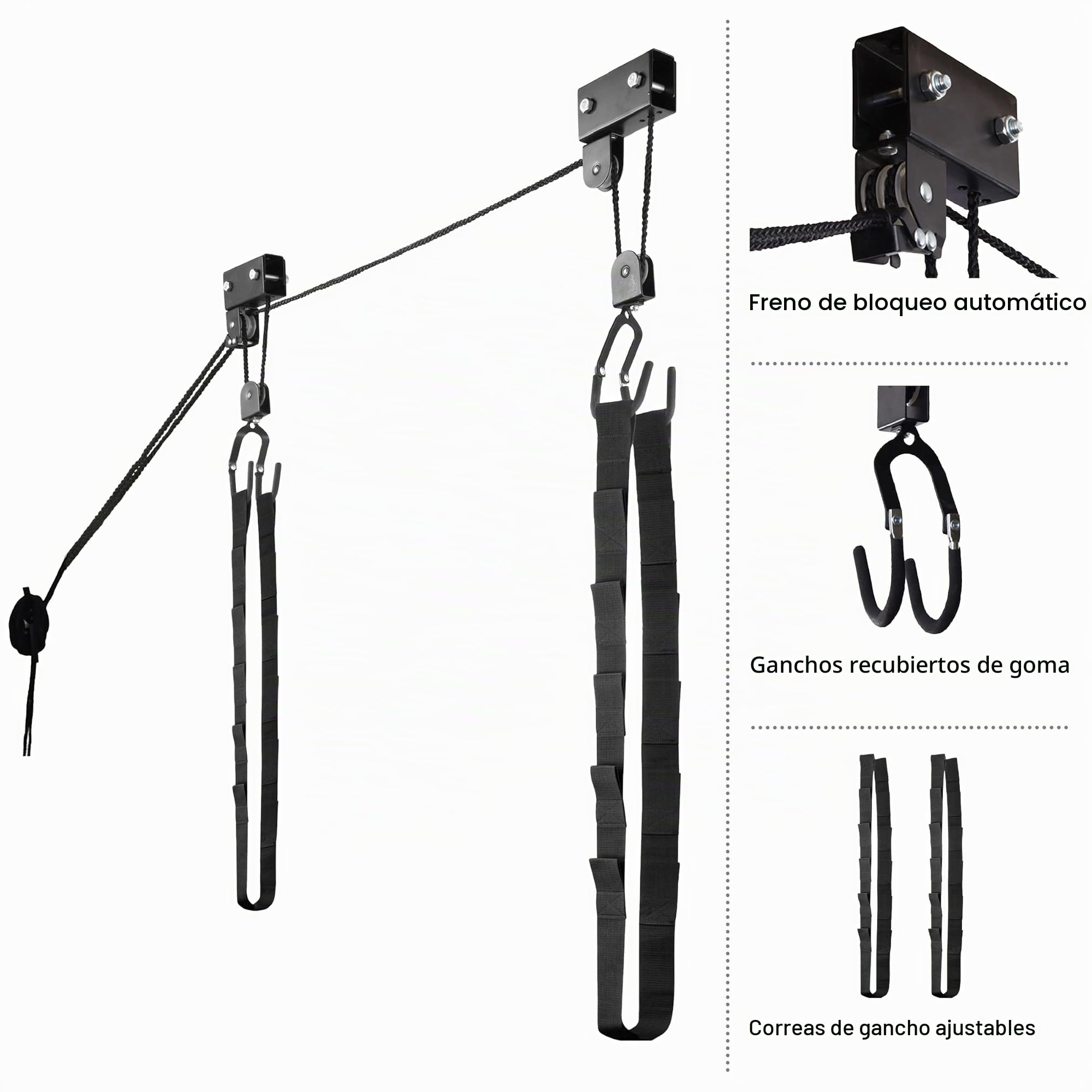 Sistema de polea Superior para Kayak, Canoa, Bicicleta o Escalera 125 Libras