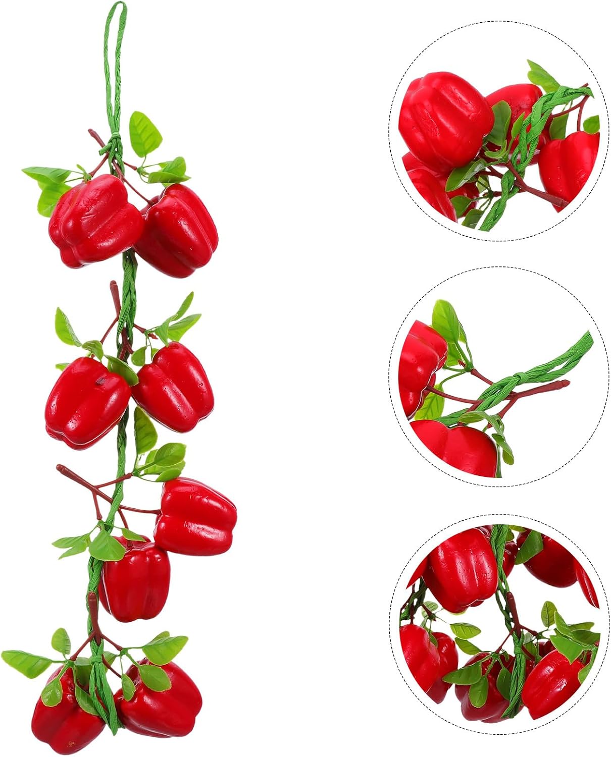 STOBAZA Artificial Hanging Chili Pepper String 4pcs Simulated Hot Chili Decoration Hanging Vegetable Fruit Garland Vine for Home Kitchen Fruit Shop Supermarket Farm Party Wall Photography Props Decor