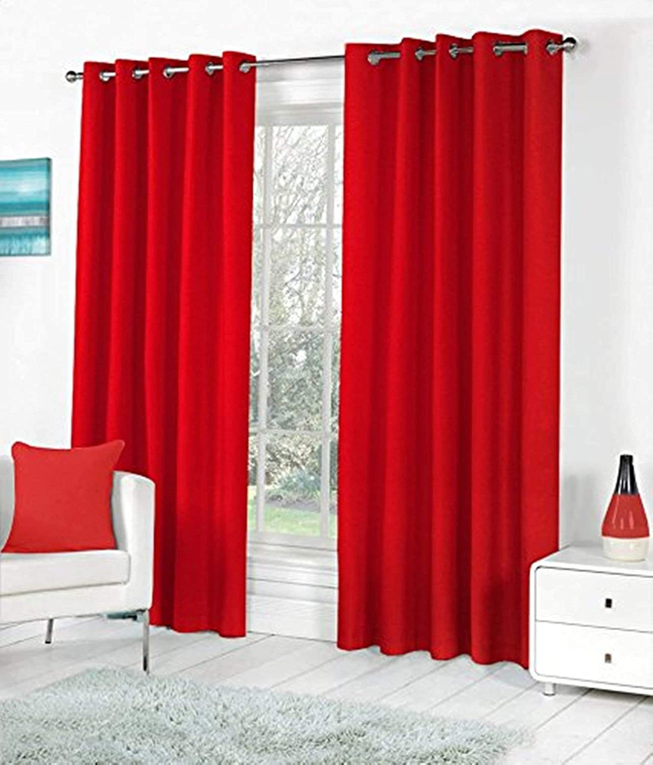 1 Piece Plain Solid Curtains for Window 5 Feet, Red (Red, 5 Feet (1-Pc))-image-35
