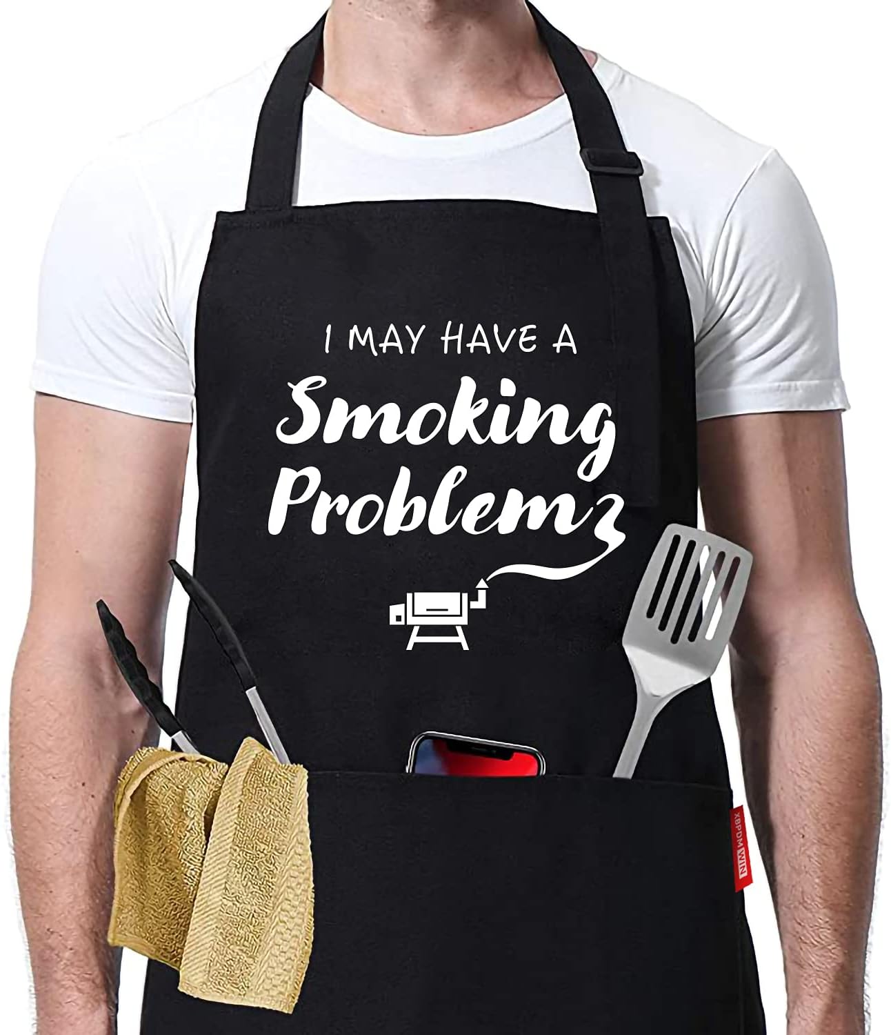 Funny Grill Aprons for Men - I May Have a Smoking Problem - Grilling Aprons with 2 Pockets - Father's Day & Birthday Gifts for Dad, Husband