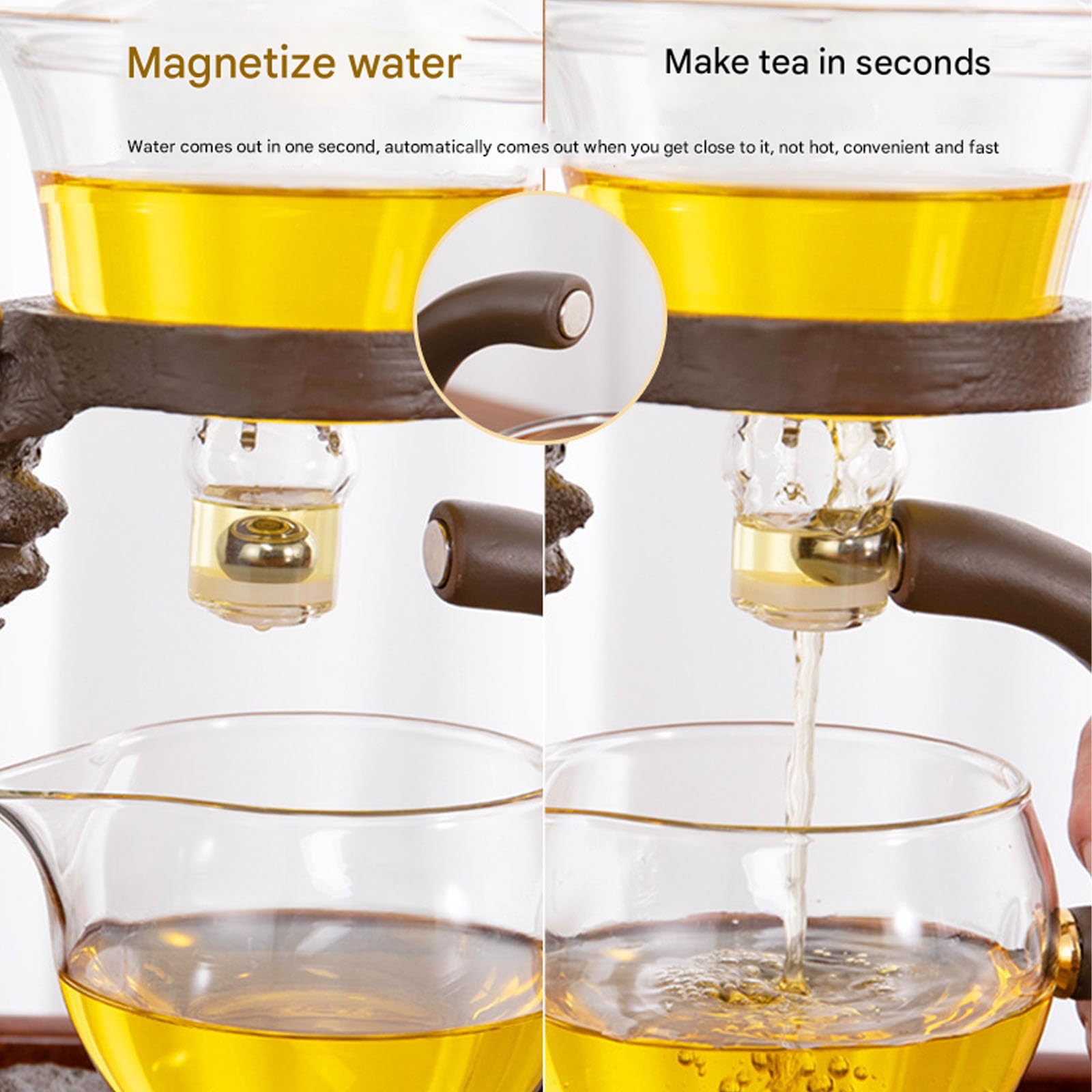 Kreatives Glastee-Set,Tee-Ei Teekanne,Halbautomatisches Teeset,Magnetische Wasserumleitung,Hitzebeständiger Kungfu-Tee,TeeTrinken(Color:a)