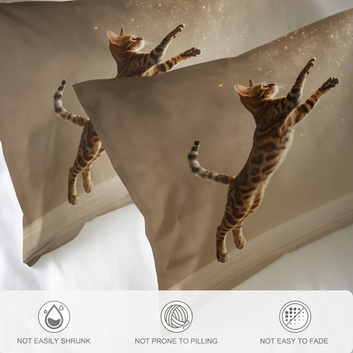 Jasnobeżowy Nordic zestaw poszewek na kołdrę z motywem zwierzęcym ocelot urocze granulki, miękka i oddychająca tkanina, rozmiar 220 x 240 cm - nowoczesna pościel z zamkiem błyskawicznym i trwałymi