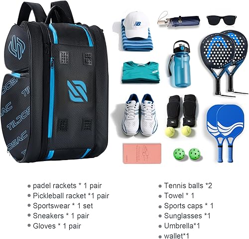 Miniatura 9 de Bolsa de pickleball desmontable 2 en 1 para mujeres y hombres  Bolsa de tenis con compartimento de raqueta aislado de aluminio  Se adapta a raquetas