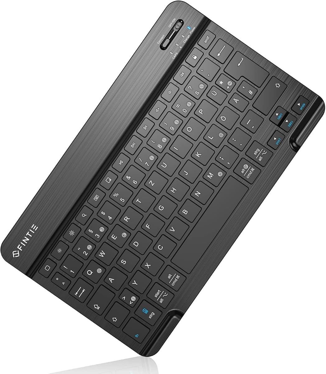 FINTIE Ultradünn Bluetooth Tastatur mit deutschem Layout QWERTZ, Schwarz