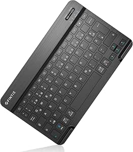 FINTIE Ultradünn Bluetooth Tastatur mit deutschem Layout QWERTZ, Schwarz