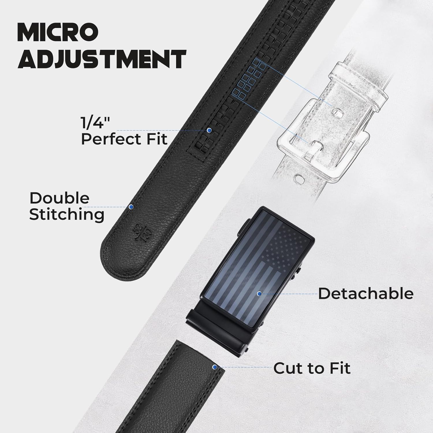 SANSTHS 2 Pack Ratchet Leather Belts for Men, Faux Leather Men Belts for Casual Business Dress Belt - Image 3