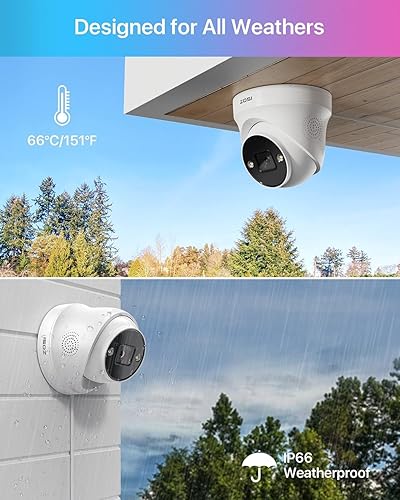 Miniatura 7 de ZOSI 4PK 4K PoE Cámara incorporada con cables Ethernet, cámara de seguridad domo de 8MP resistente a la intemperie para interiores y exteriores con