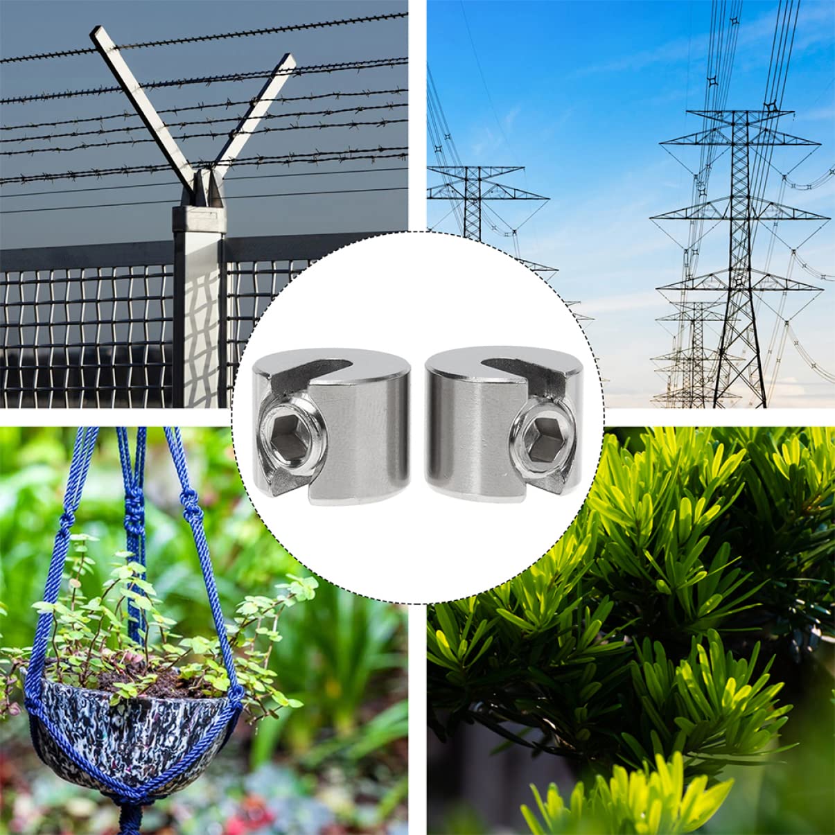 10pcs Stainless Steel Cable Clamp Fastener for Wire Rope Wire Clip for Fencing and Garden Use Easy to Install Resistant High image 2