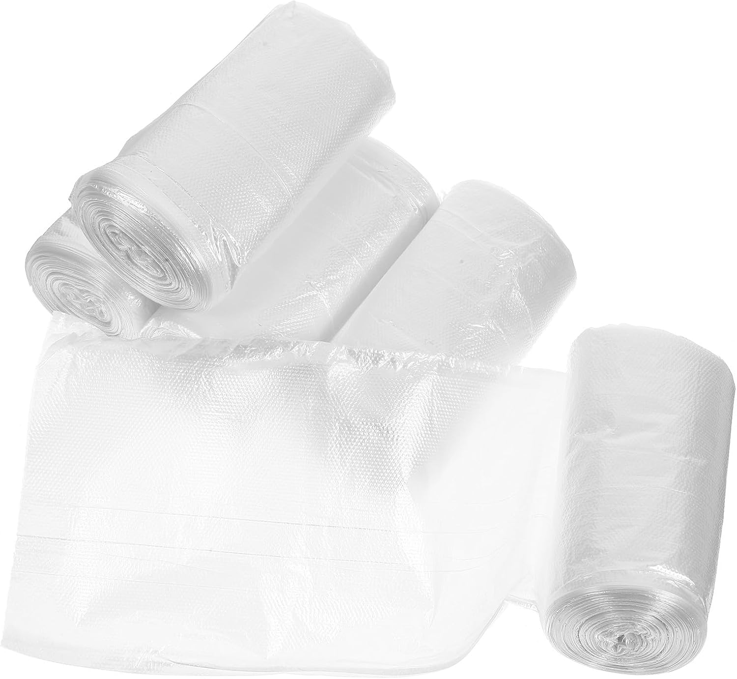 Thickened Plastic Trash Bags 45x50cm White Flat Opening 150pcs Multipack for Kitchen, Bathroom, Office Wastebaskets