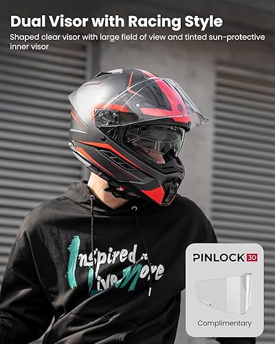 Miniatura 3 de ILM Cascos de cara completa para motocicleta DOT ECE para hombres y mujeres con doble visera pinlock inserto Street Racing casco Cascos para Motos