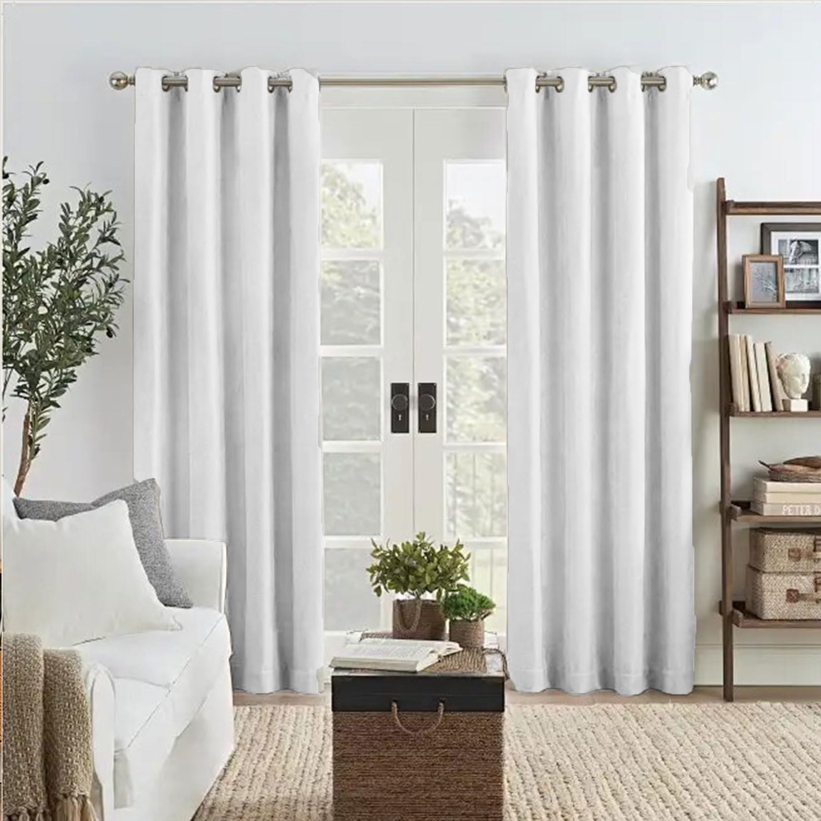 Liujyuan White Black Out Curtain 115 X 115 Cm Windproof, Rod Pocket, Room Darkening Eyelet Curtain, Window Thermal Insulated Energy For Balcony, Kithcen Window,