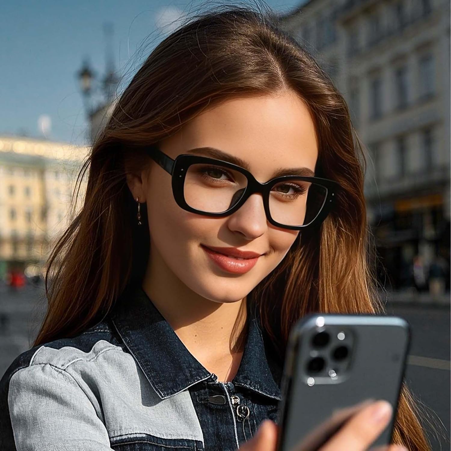 Dollger Big Chunky Blue Light Blocking Glasses for Women Men Trendy Large Rectangle Thick Frame Anti Bluelight Glasses - Image 6