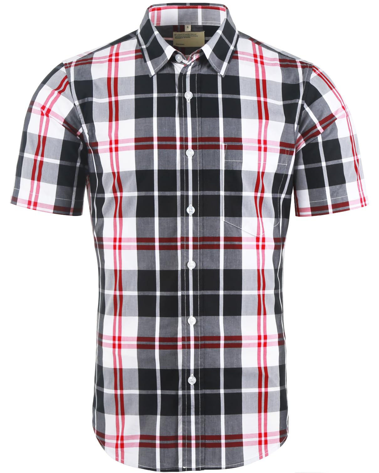 Men's Button Down Plaid Short Sleeve Work Casual Western Dress Shirt