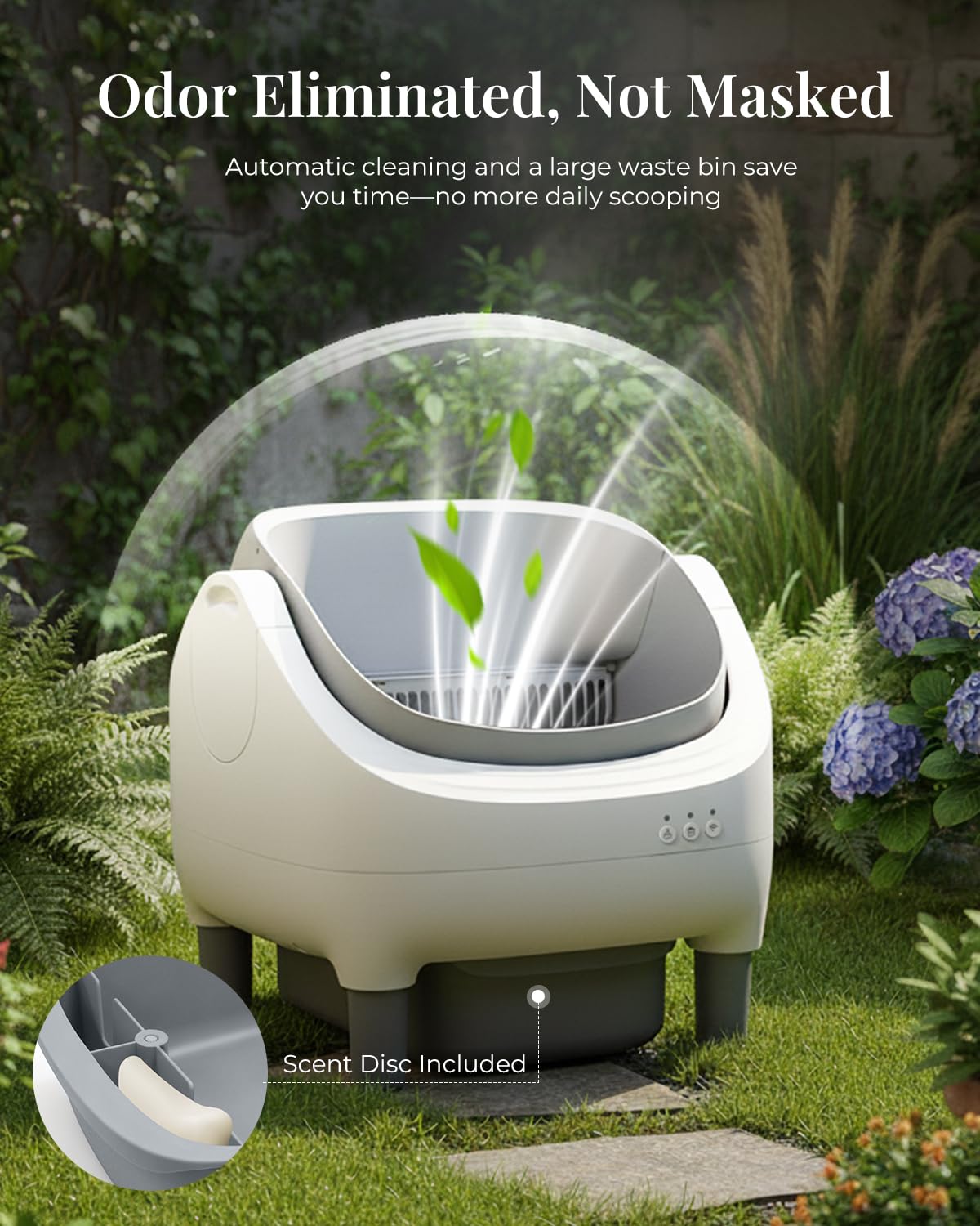 TAIFA Self Cleaning Litter Box with APP Control, Open-Top Automatic Litter Box for Multiple Cats with Safety Sensors, Odor-Free Waste Disposal Includes Trash Bags, 15L Waste Bin, Brush, Scooper, Mat - image 8