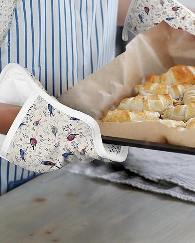 Miniatura 6 de Juego de 5 agarraderas de tela de toalla con bolsillo y diseño de hojas de Navidad, antideslizantes y aislantes de calor, con bolsillo, guantes de