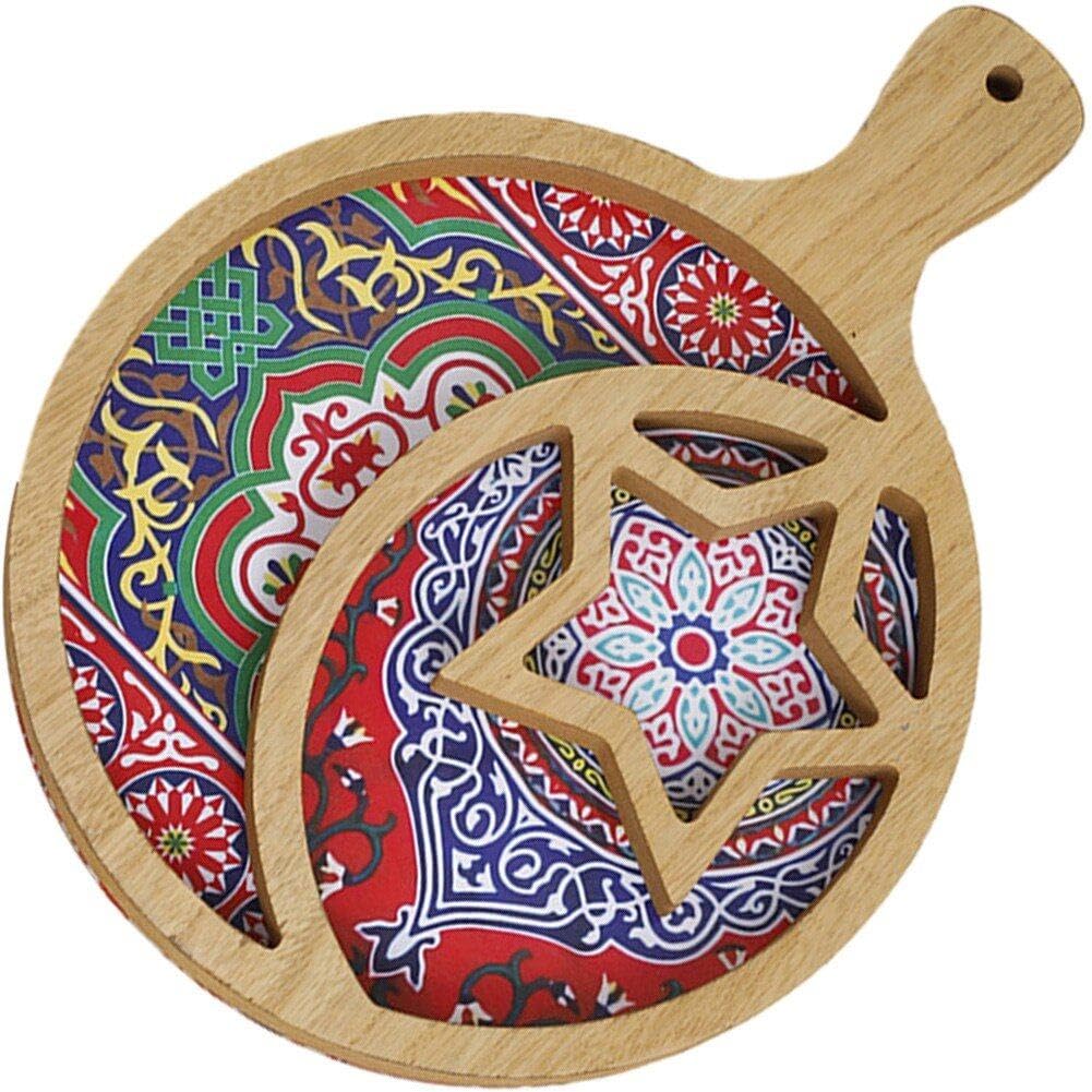 – Ramadan Wooden Food Tray Eid Mubarak Moon Star Food Tray Ramadan Tableware Islamic Muslim Party Decor