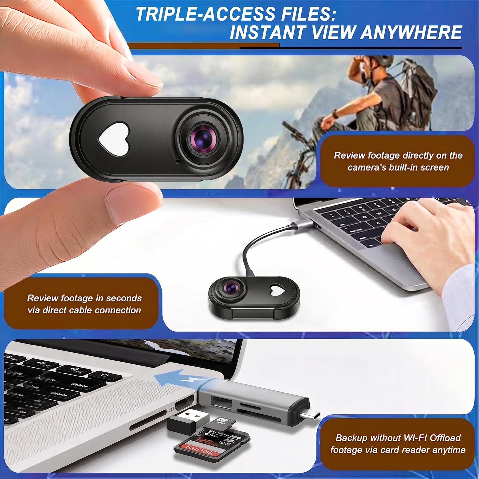 Action Cam, 130° WiFi Action Kamera, HD 1080P Motorradhelmkamera, Magnet Fahrradvideokamera, wasserdichte Sport Actionkamera mit Diversem Zubehör für Reiten und Spaziergänge mit Haustieren