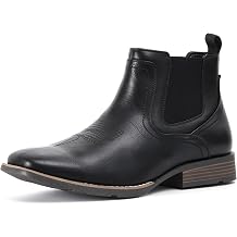 IXU Cowboy Boots For Men Square Toe Ankle Western Boots Casual Dress Slip On Men Shoes