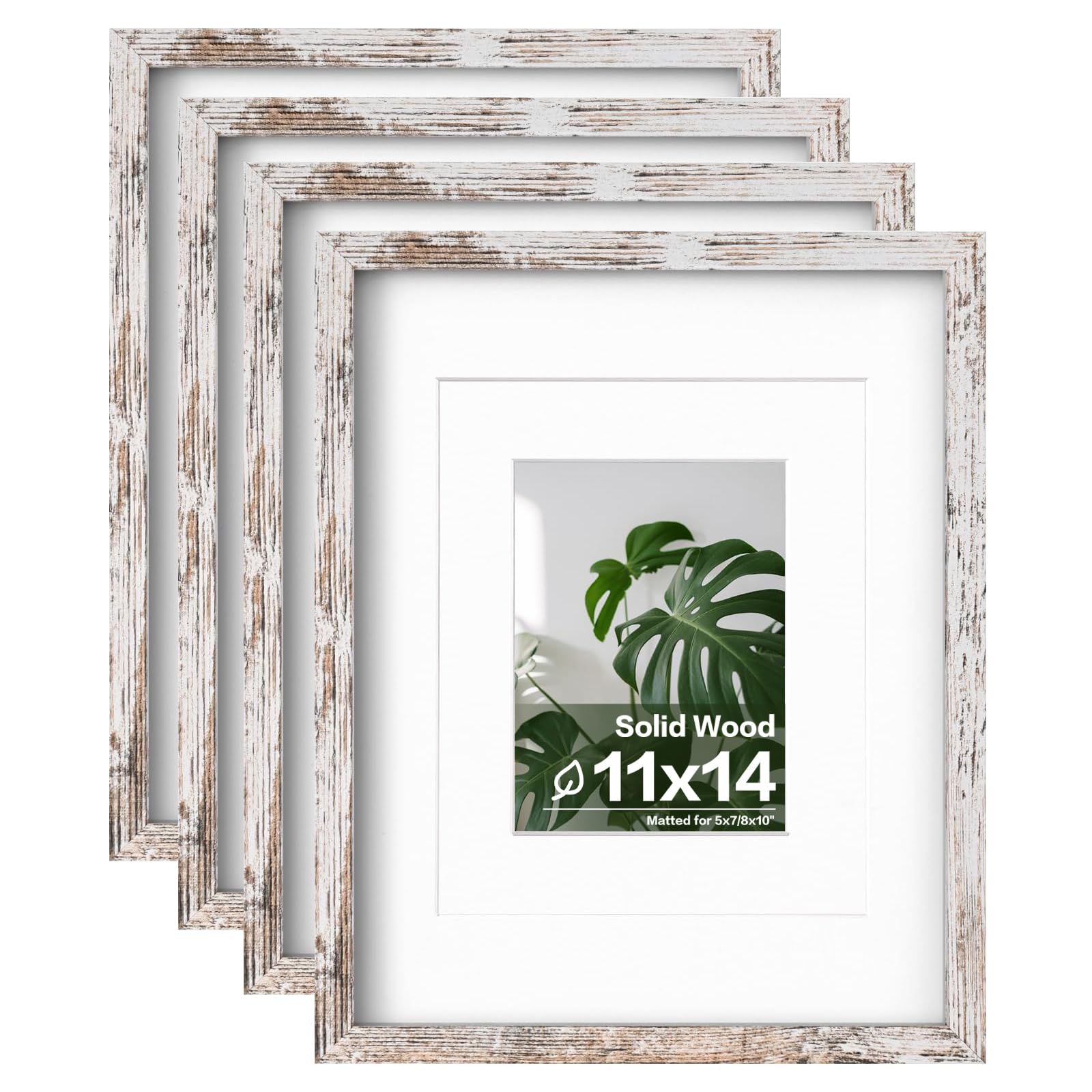 Cadres photo en bois Egofine passe-partout blanc rustique exposition table