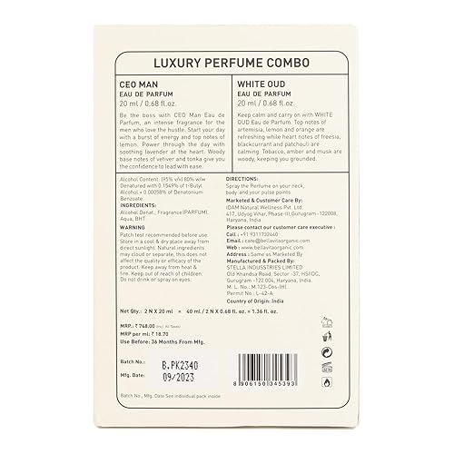 Miniatura 5 de BELLA-VITA CEO Hombre y Blanco Oud Unisex  Perfume EDP de larga duración 2x20ml para hombre y mujer