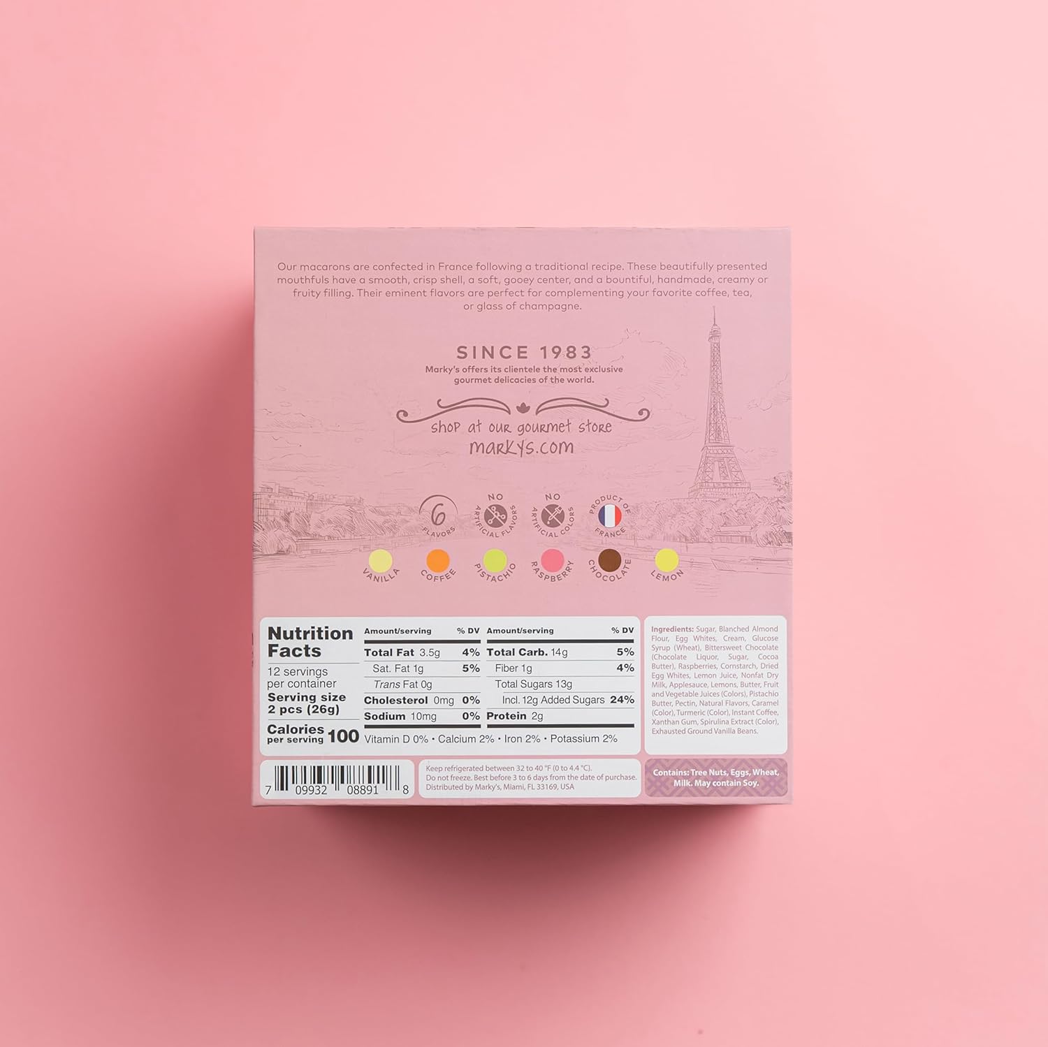 MARKY’S French Almond Macarons Gift Box – 24 Assorted Gourmet Macarons – Variety of Imported Flavors – Authentic French Cookies – Gift Basket for Holidays