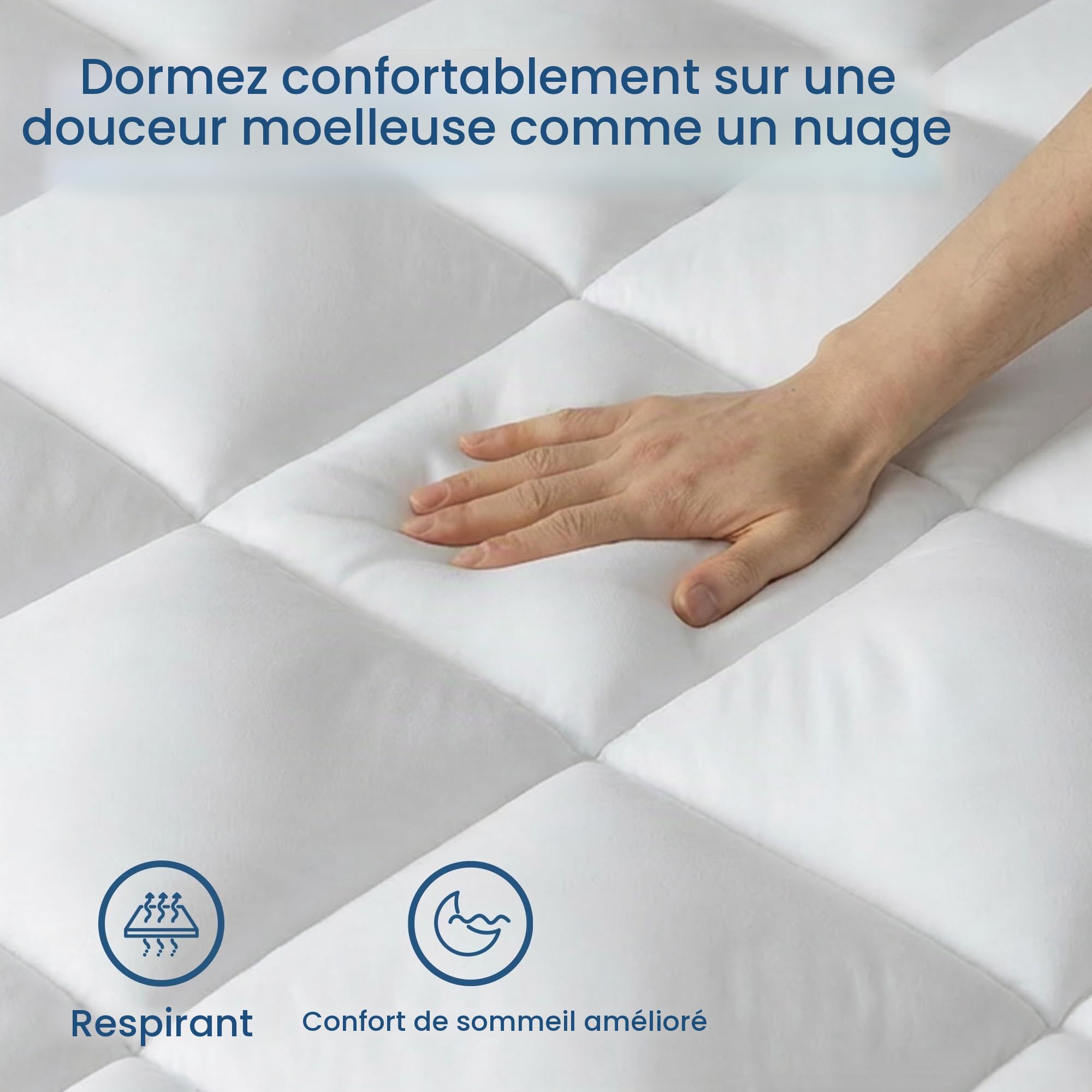 BedStory Surmatelas 140 x 200 cm Blanc Ultra Doux avec Poches Profondes, Lavable en Machine, Convient aux Matelas d'une épaisseur allant jusqu'à 45 cm