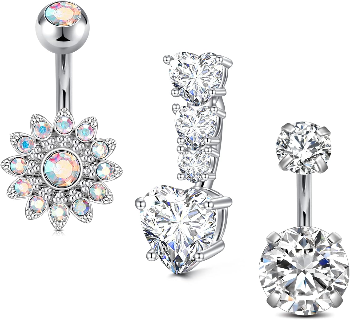 VCMARTBelly Button Ring Short Bar Belly Ring Short Belly Button Rings Surgical Steel 6mm Belly Rings for Women Small Belly Button Piercing Navel Rings Piercing Jewelry
