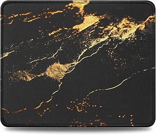 JIKIOU Mouse Pad with Stitched Edge, Portable Size-10.2x8.3in Gilding | Anti-Fray, Comfortable Smooth Lycra Surface, Non-Slip Rubber Base, Machine Washable Fade-resistant, Compatible with All Mice
