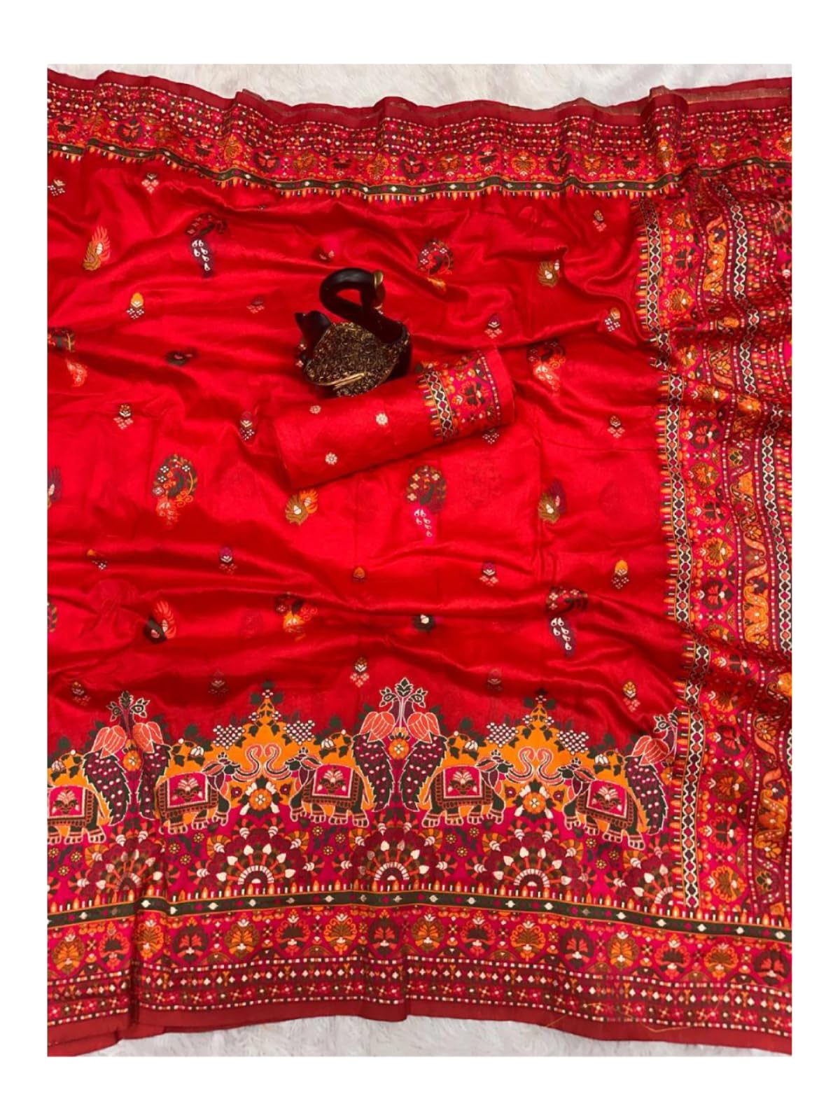 SWORNOFWomen's kanjivaram banarasi silk saree for Patola festival Wedding silk with rich pallu Design sarees for women with blouse piece