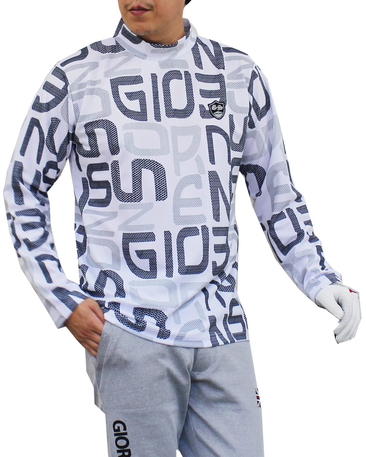 白2XL マルボンゴルフ モックネック トレーナー メンズシャツ トップス 長袖 マルボンゴルフ（Malbon Glolf）（メンズ）ゴルフウェア Bailey