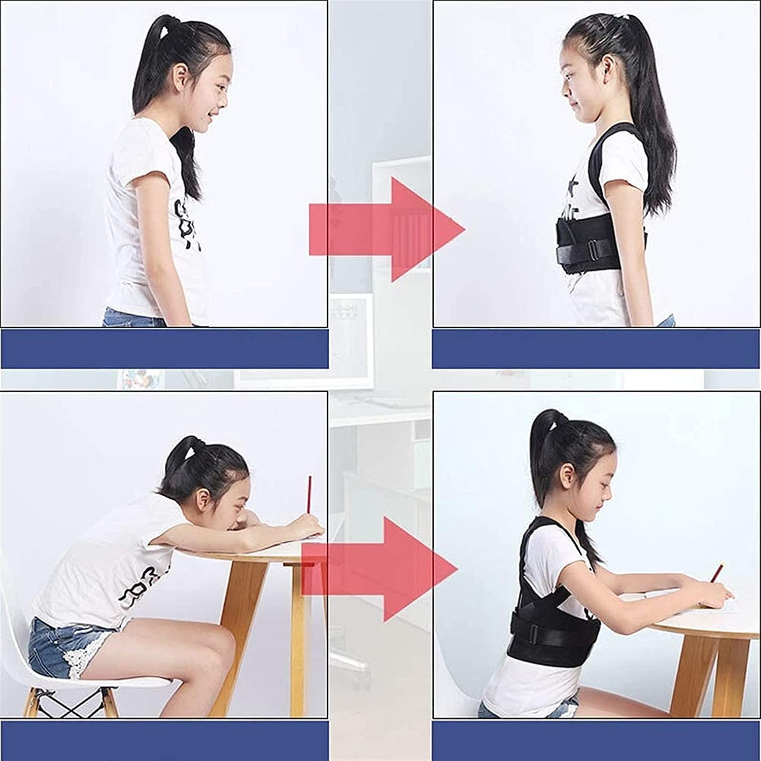 Invisibile Correttore di postura completa, uomo e donna Ultra-sottile Supporto posteriore regolabile e sostegno a spalla Migliora i bambini Hunchback(M)