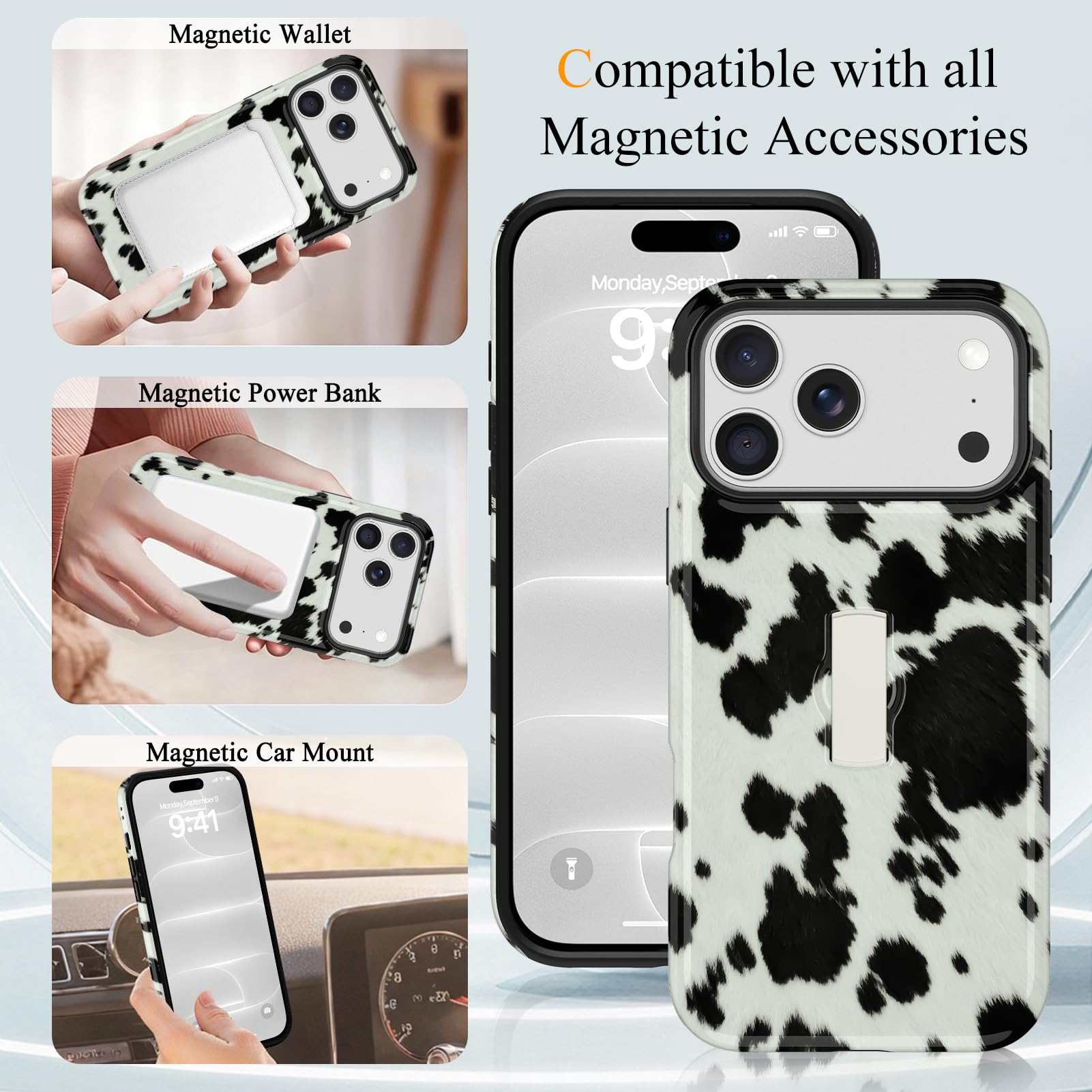 Conçue pour iPhone 18/17 Pro Max, coque avec sangle, imprimé vache