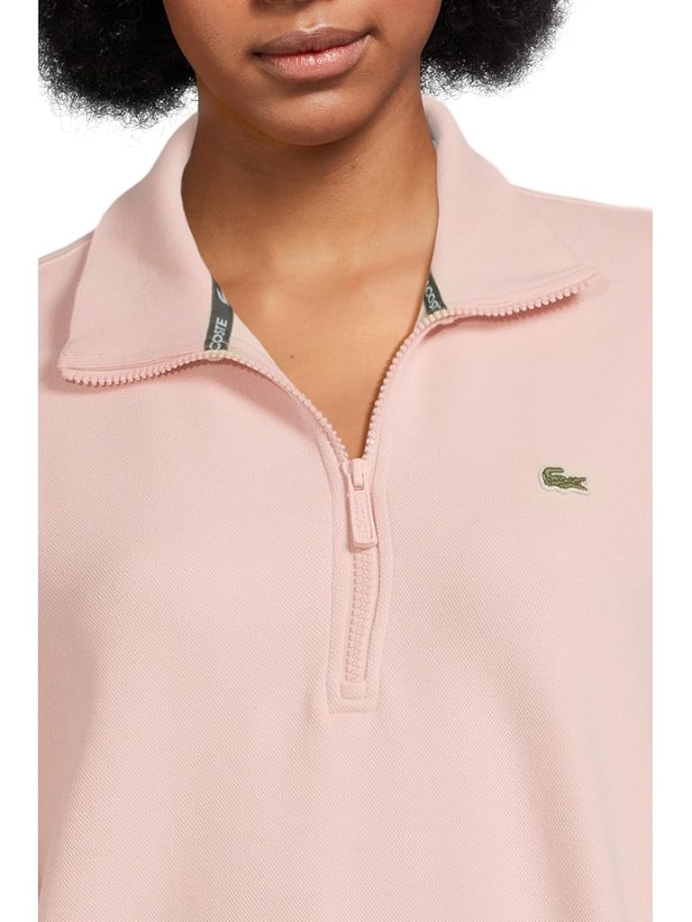 Pink Lacoste Zip-up Pique Sweatshirt