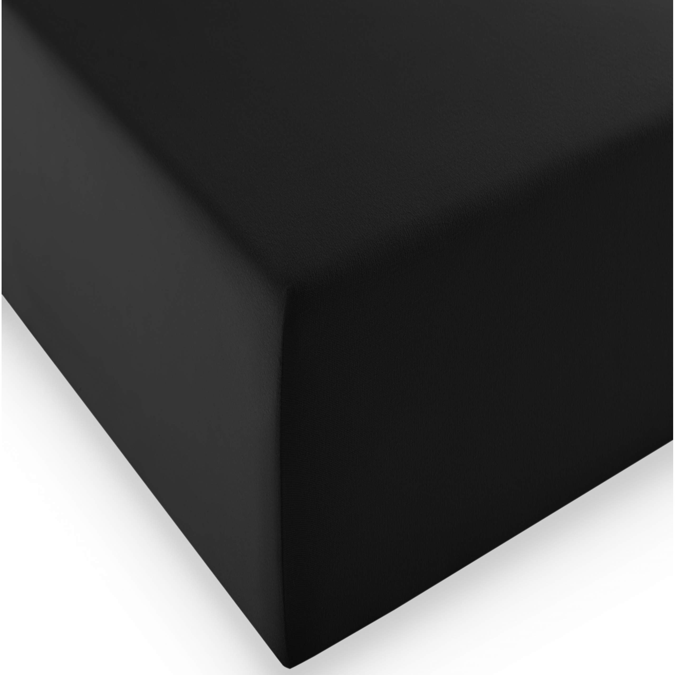 fleuresse 1119 Drap-Housse en Jersey Stretch XXL (96% Coton, 4% élasthanne), avec élastique Autour du Cou, certifié Ökotex 100, pour Matelas jusqu'à 40 cm de Hauteur, 140 x 190-160 x 220 cm, Noir