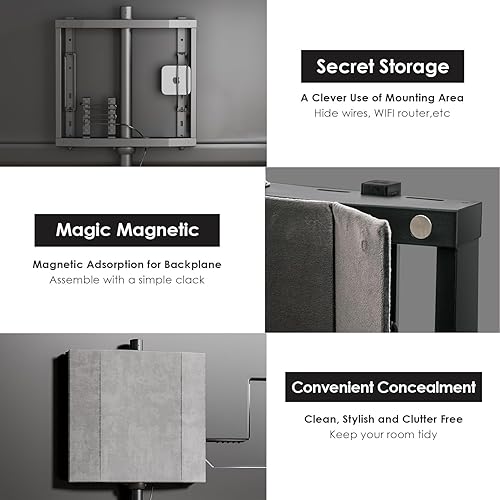 Miniatura 14 de FITUEYES Picasso - Soporte esquinero de TV para pantallas LCD LED de 32 a 65 pulgadas, caballete de trípode, soporte de TV moderno giratorio