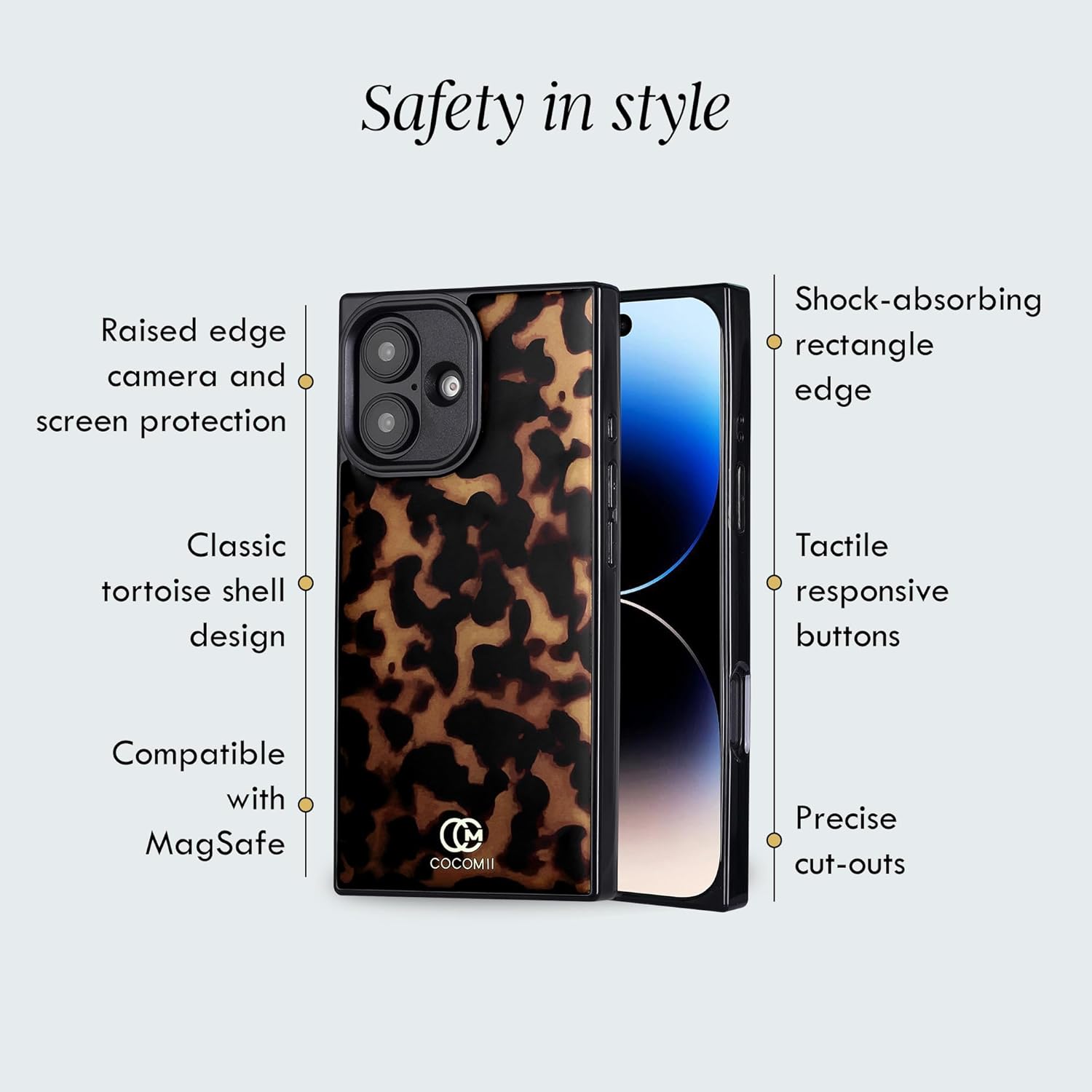 Cocomii Retangle Case for iPhone 16, Compatible with MagSafe, Chestnut Tortoiseshell - Image 3