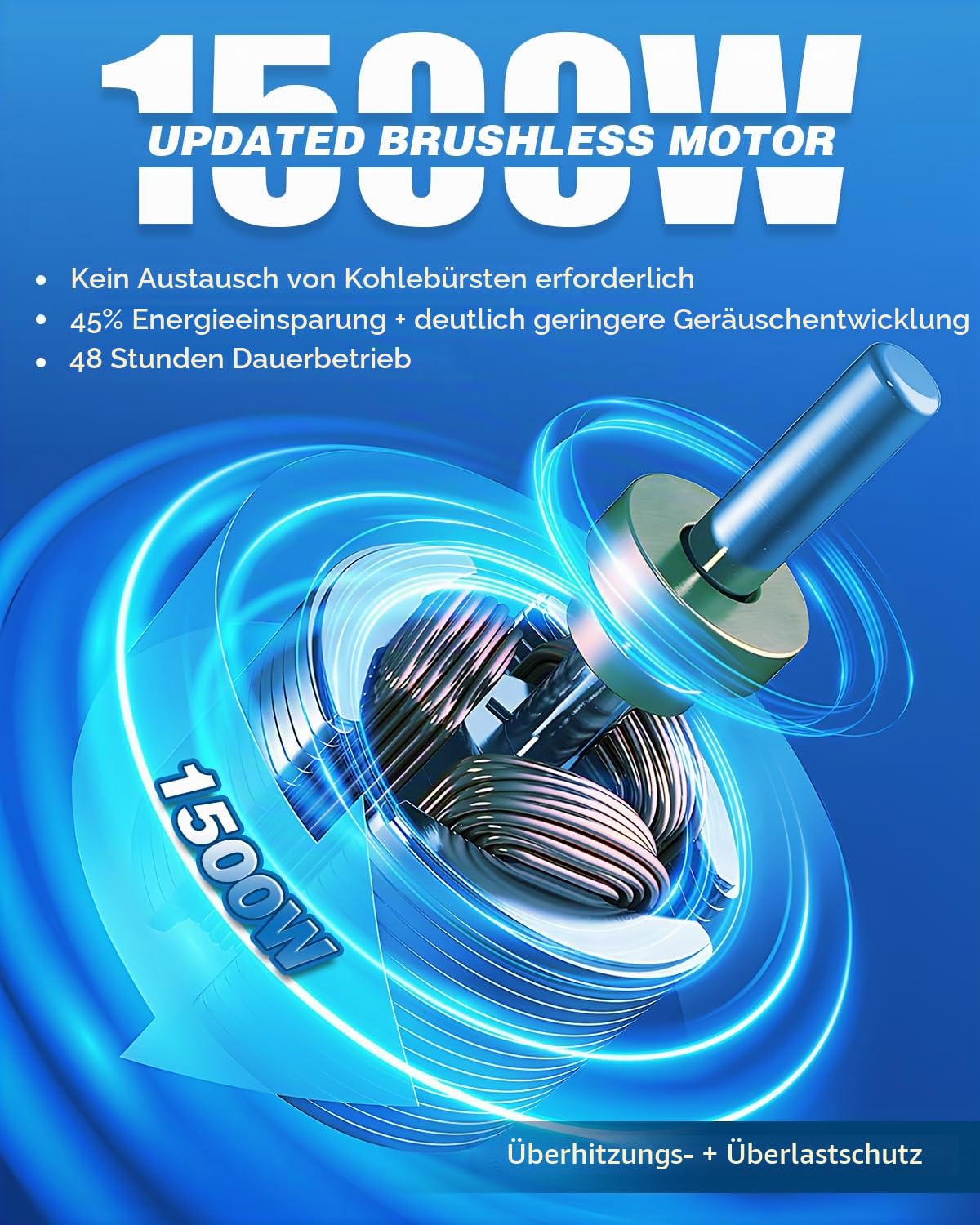 NEWTRY Elektrische Seilwinde 350KG 30M, bürstenloser Motor 1500W | plus 2 Geschwindigkeiten wählbar, kabelgebundene und kabellose Fernbedienungen mit Schutzfunktionen verfügbar