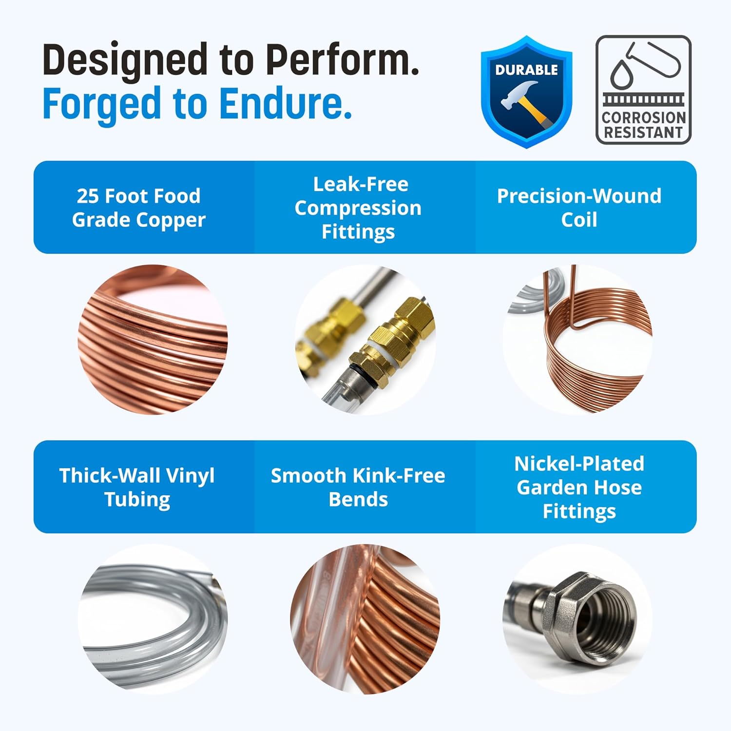 Coldbreak Wort Chiller – 50 Foot Food Grade Copper Tubing Coil – Water Chiller for Ice Bath Beer Brewing – Copper Knockout Immersion Beer Chiller – Home Brewing Equipment (Made in USA)