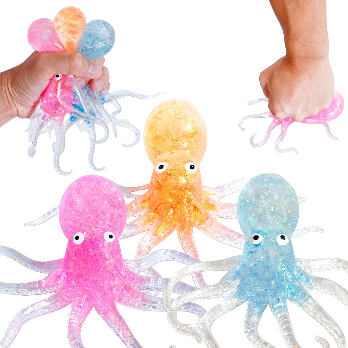 3Pcs Octopus Squishy Toys, Slow Rise Squishies, Sensory Toys, Fidget Toys Adults and Kids, Octopus Stress Balls, Classroom Prizes, Party Favors