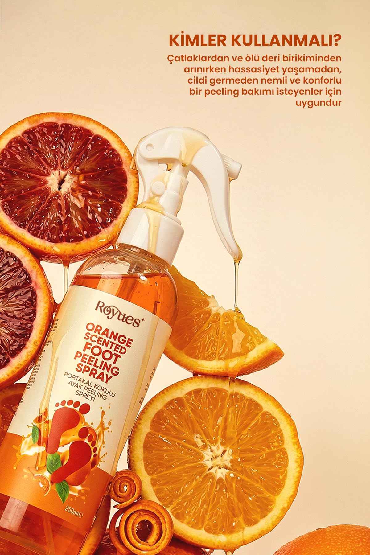 Topuk Çatlak Bakım Spreyi 250ml - Peeling, Koku Giderici, Nemlendirici, Ayak Bakım