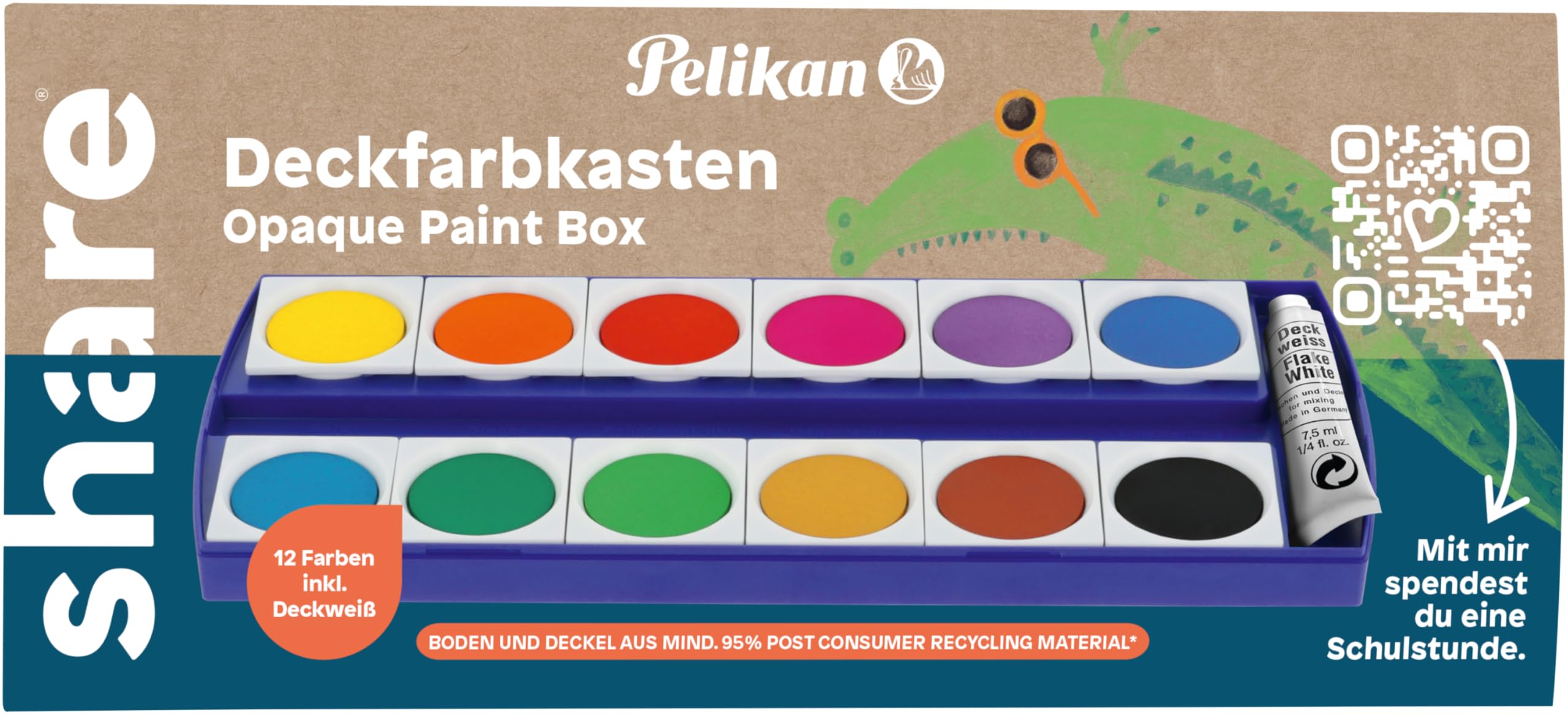 Malkasten Mit 24 Wasserfarben + Deckweiß + 10 Pins Produktbild-Vorschau 3