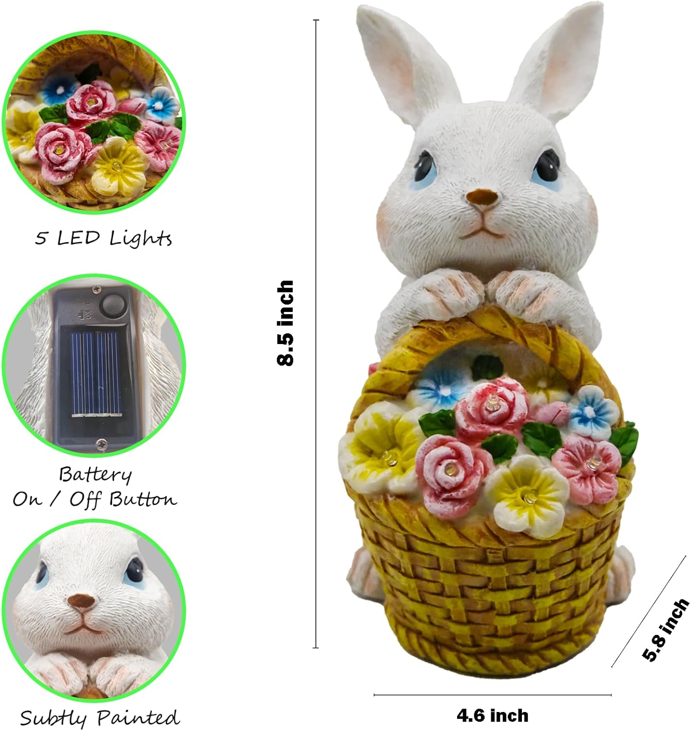 Solar Garden Decor - Outdoor Indoor Rabbit Light, Bunny Statue for Lawn, Patio for Grandma, Mom, Daughter, Friends, Sister, Housewarming Garden Lover