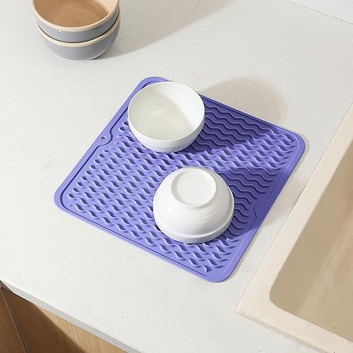 Miniatura 841 de Tapete de silicona para secado de platos para múltiples usos, fácil de limpiar, ecológico, resistente al calor, tapete de silicona para encimera