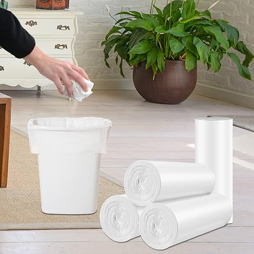 Miniatura 7 de Bolsas de basura pequeñas de 1.2 galones, mini bolsas de basura sin perfume, a prueba de fugas, 80 unidades para baño, cocina, oficina, basurero, se
