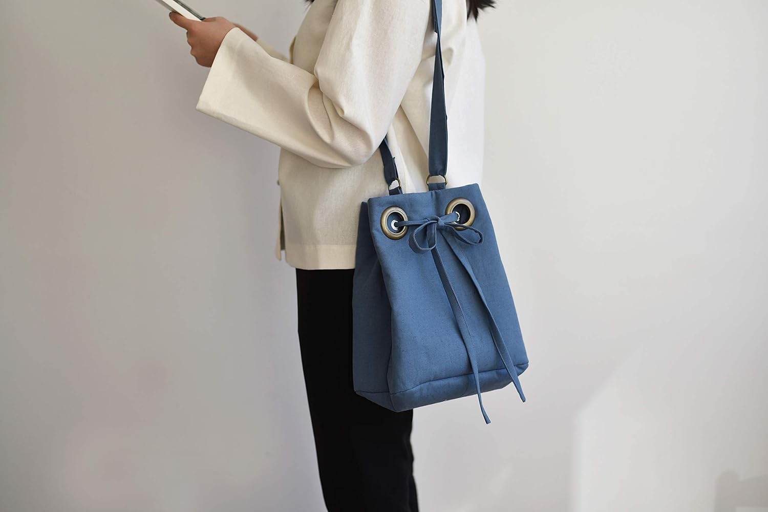 COTTONVILL 11COUNT Linen Blend Solid Bio Washing Fabric (3yard, 14-Blue Grey)